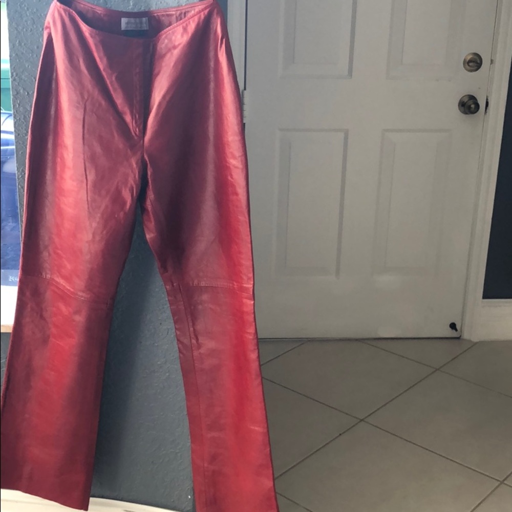 Red leather pants size 6
